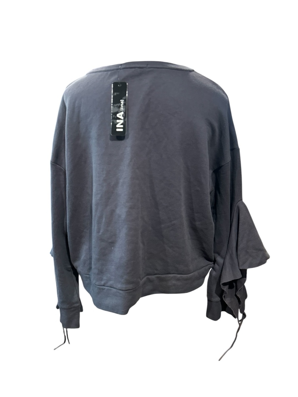 Ina Slate Blue Ruffle Tie-Sleeve Sweatshirt - Picture 2 of 4
